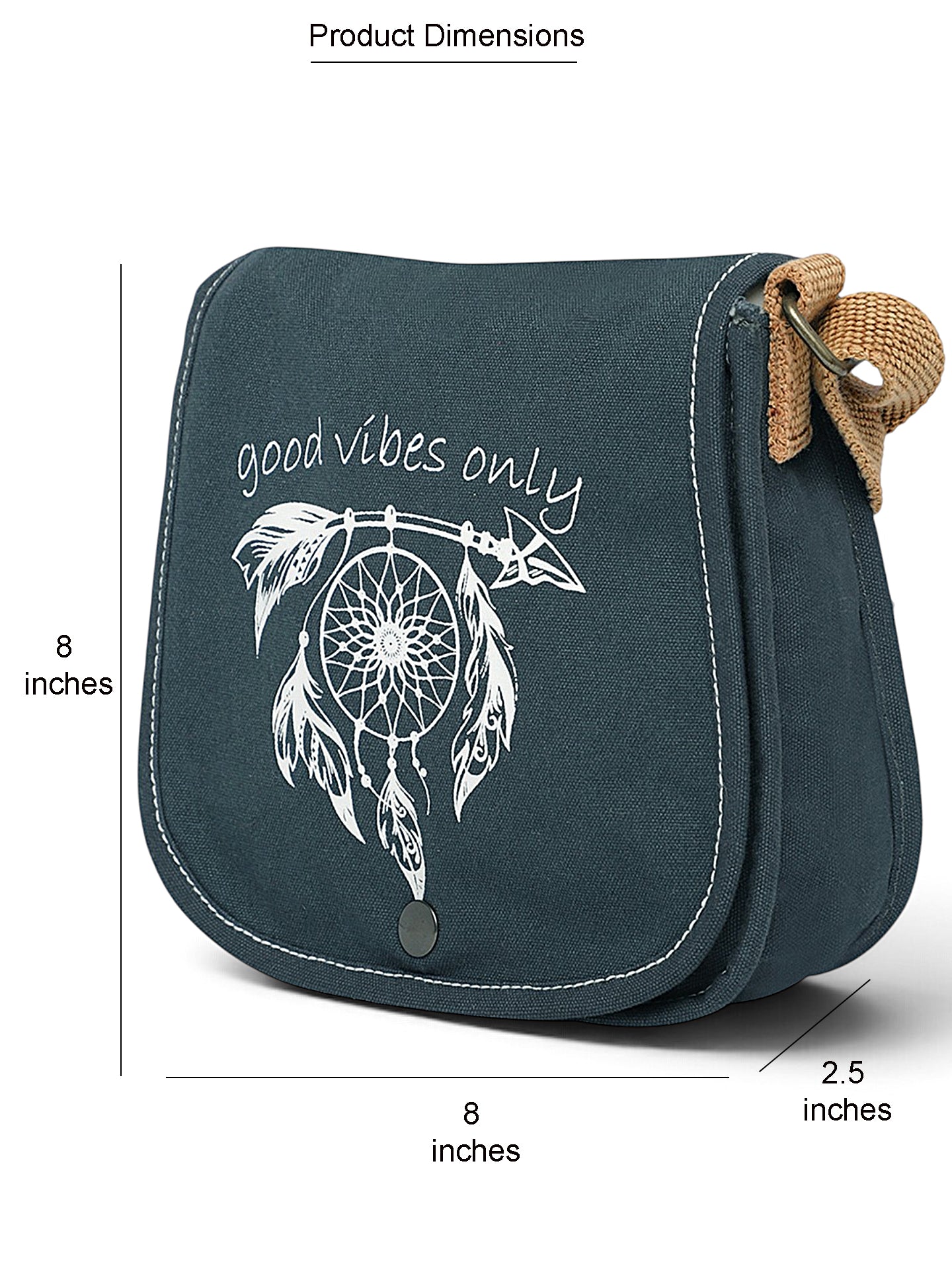 Canvas Purse for Women | Casual Crossbody Sling Bag with Boho Printed Flap, Adjustable Straps, Zipped Pocket & Inner Lining | Suitable for College & Travel