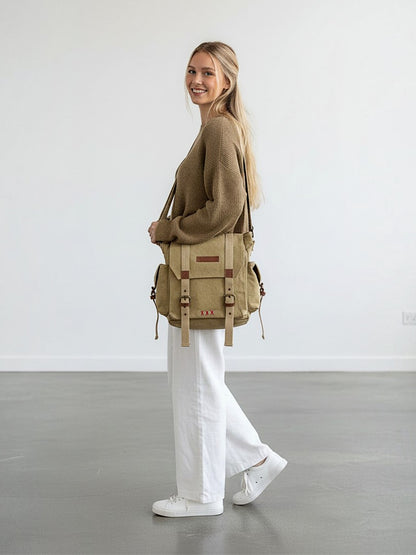 Distressed Cotton Canvas Sling Messenger Bag for Men and Women I Multipurpose Crossbody Bag I Travel Bag with Adjustable Strap | Unisex Sling Bag Crossbody Handbag for Office/Travel