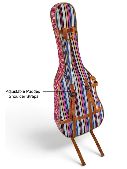 Ethnic Handloom Fabric Acoustic Guitar Bag Cover for Men and Women | Modern Guitar Case | Inner Lining | Adjustable Straps | Padded Protection | Zip Pockets |