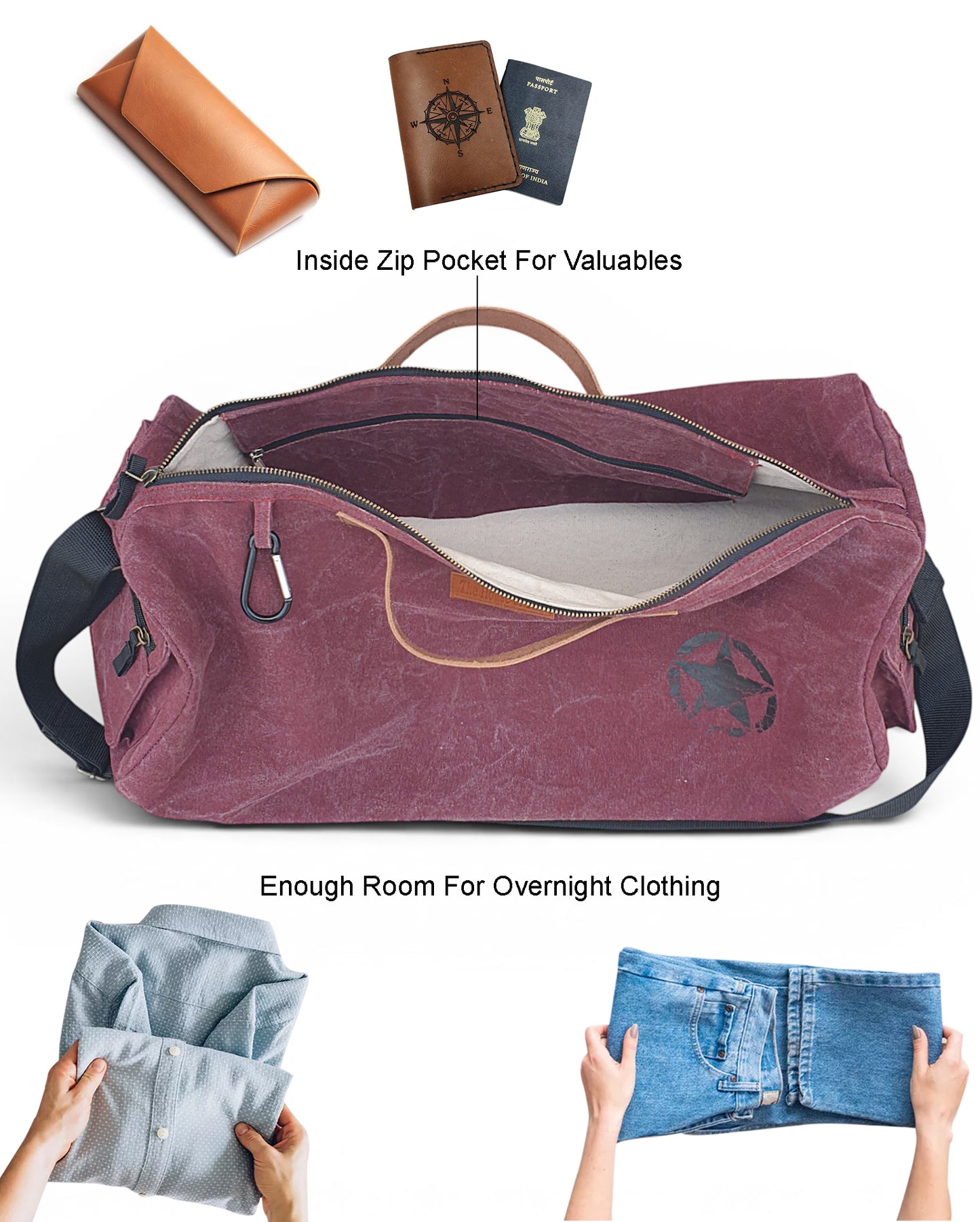 Canvas Travel Duffle Bag | 25 litres | Sports Duffel | Gym Bags | for Men and Women | Adjustable Broad Strap | Airline Carry-On Luggage | Quick Access Pockets |