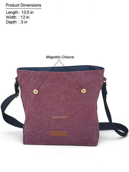Sturdy Cotton Canvas Messenger Bags for Men and Women | With two Magnetic Snap Buttons Flap Closure, Adjustable Body Strap & Multiutility Lobster Hook