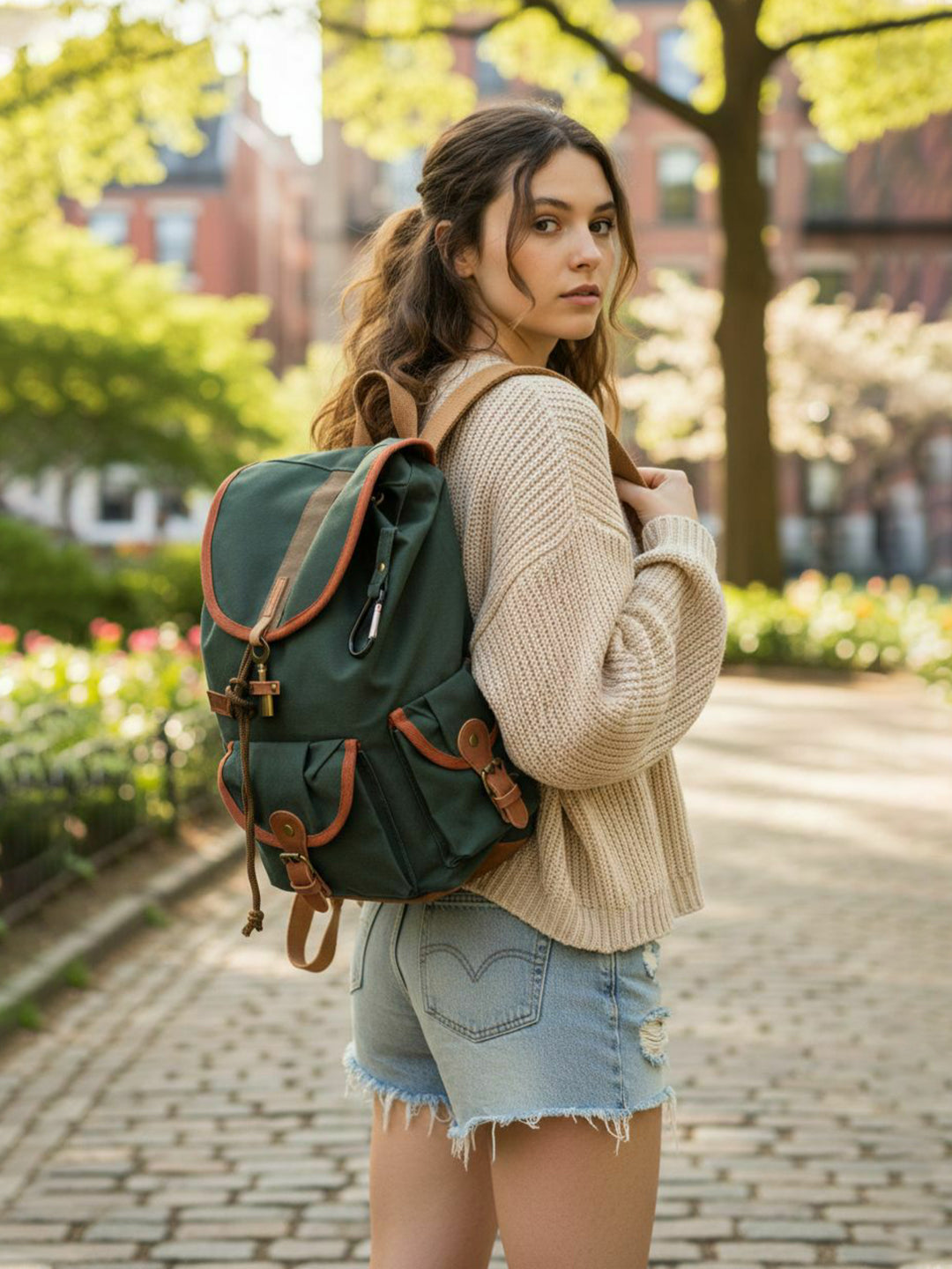 Canvas Backpack for Men & Women 19 Liters |  Cloth Bag with Broad Adjustable Straps & 3 External Pockets | Spacious Casual Backpacks for College & Travel (Blue)