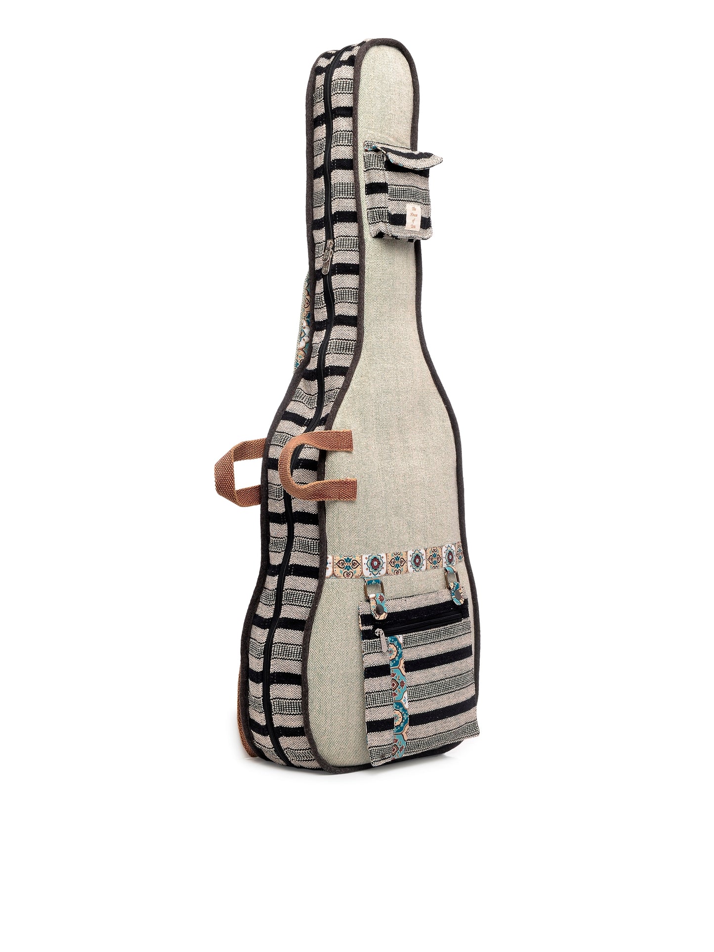 Ethnic Handloom Fabric Acoustic Guitar Bag Cover for Men and Women | Modern Guitar Case | Inner Lining | Adjustable Straps | Padded Protection | Zip Pockets |