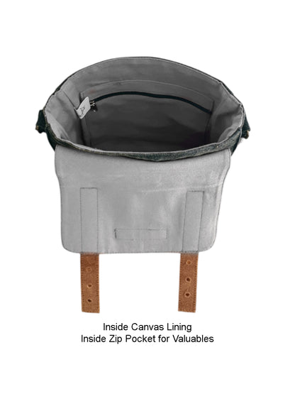 Canvas Side Sling Bag For Men & Women | Compact Messenger bag with Leather Strap on Flap Closure, Adjustable Shoulder Strap & Metal Buckle | Crossbody bag Suitable for Office