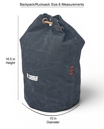 Distressed Canvas Backpack/Rucksack for Men & Women 20 Litres | Casual Cotton Bag with Spacious Compartment & Drawstring Strap | Stylish Bag suitable for College, Hiking & Everyday Essentials