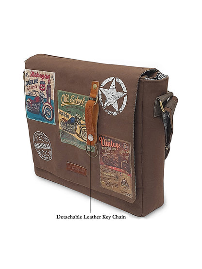 Cotton Canvas Messenger Bag for Men and Women | Printed Crossbody Sling Bag With Laptop Compartment (Upto 15.6 Inch), Broad Adjustable Straps &  Inner Lining