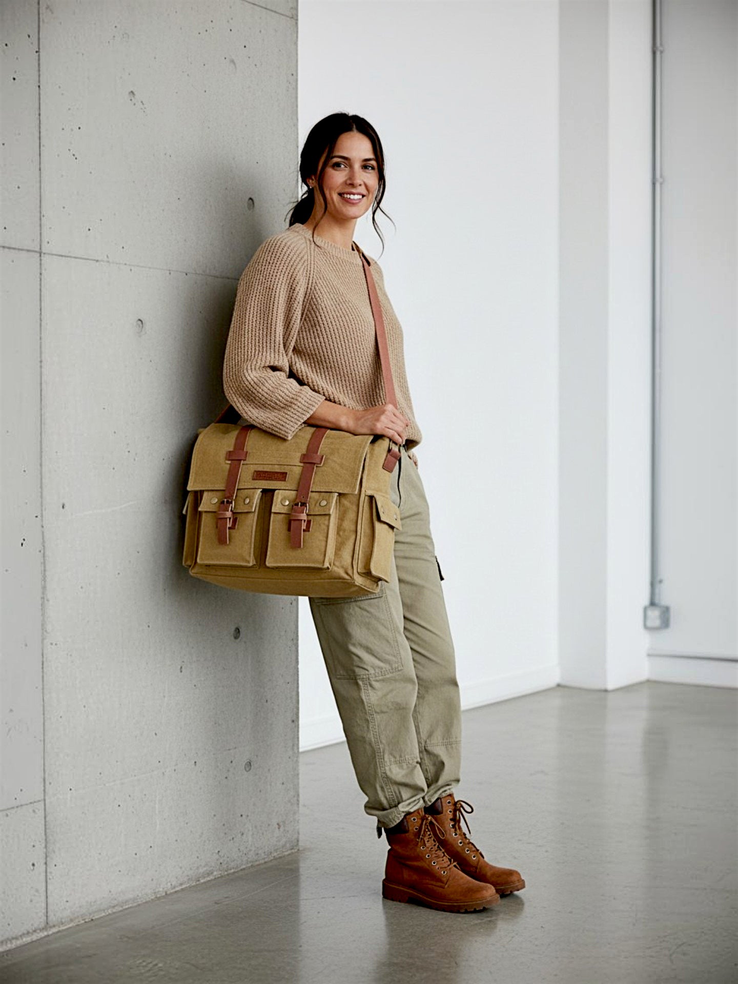 Canvas Messenger bags Large | Cotton Sling One Side Shoulder Bags for Men & Women with Adjustable Crossbody strap, Padded Partition & 4 External Pockets