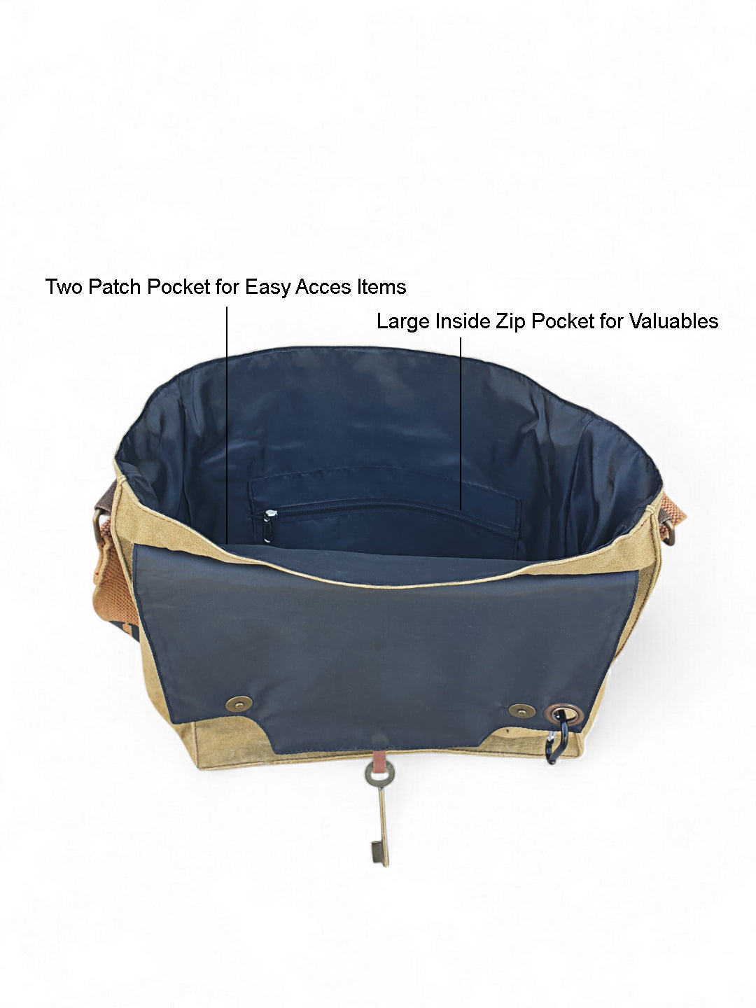 Sturdy Cotton Canvas Messenger Bags for Men and Women | With two Magnetic Snap Buttons Flap Closure, Adjustable Body Strap & Multiutility Lobster Hook
