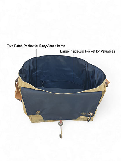 Sturdy Cotton Canvas Messenger Bags for Men and Women | With two Magnetic Snap Buttons Flap Closure, Adjustable Body Strap & Multiutility Lobster Hook