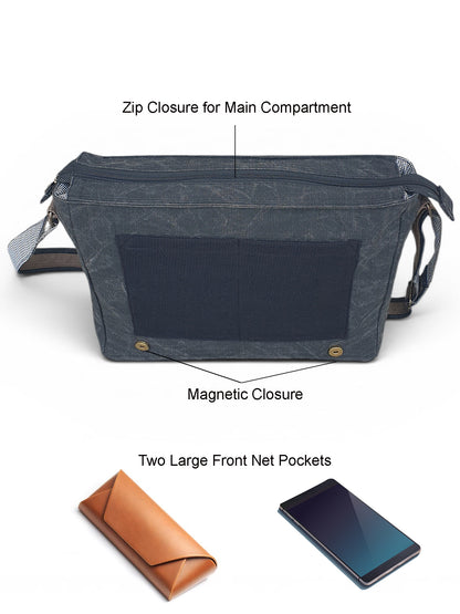 Distressed Cotton Canvas Messenger Bag for Men and Women | Printed Crossbody Sling Bag With Laptop Compartment (Upto 15.6 Inch), Broad Adjustable Straps