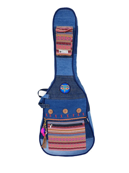 The House of tara Denim Cotton Fabric Acoustic Guitar Bag Cover for Men and Women | Modern Guitar Case | Waterproof Inner Lining | Adjustable Straps | Padded Protection | Zip Pocket | Blue