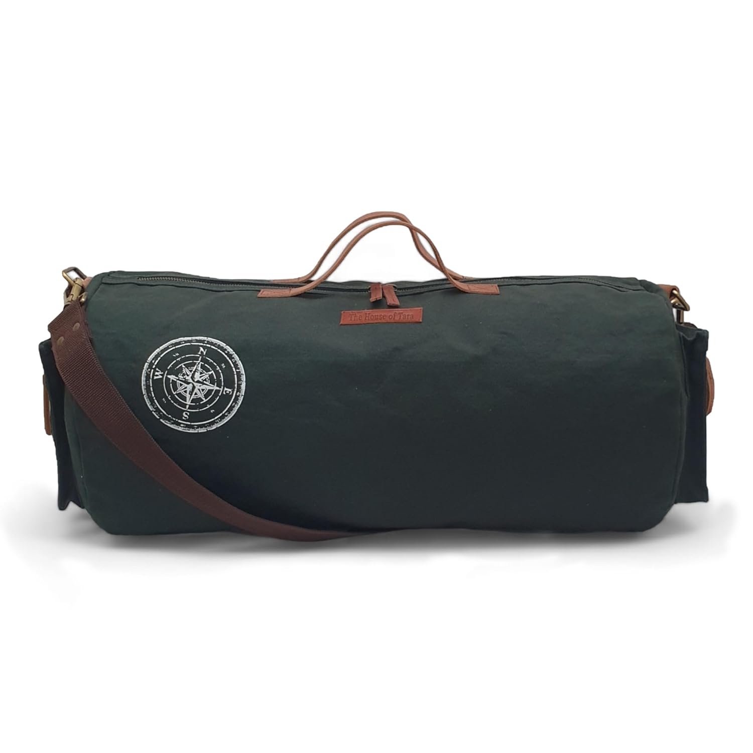 The House of Tara Canvas Travel Duffle Bag 25 litres | Sports Duffel | for Men and Women | Adjustable Removable Strap | Gym Bag | Luggage Garment Bag | Quick Access Pockets | Green Blue