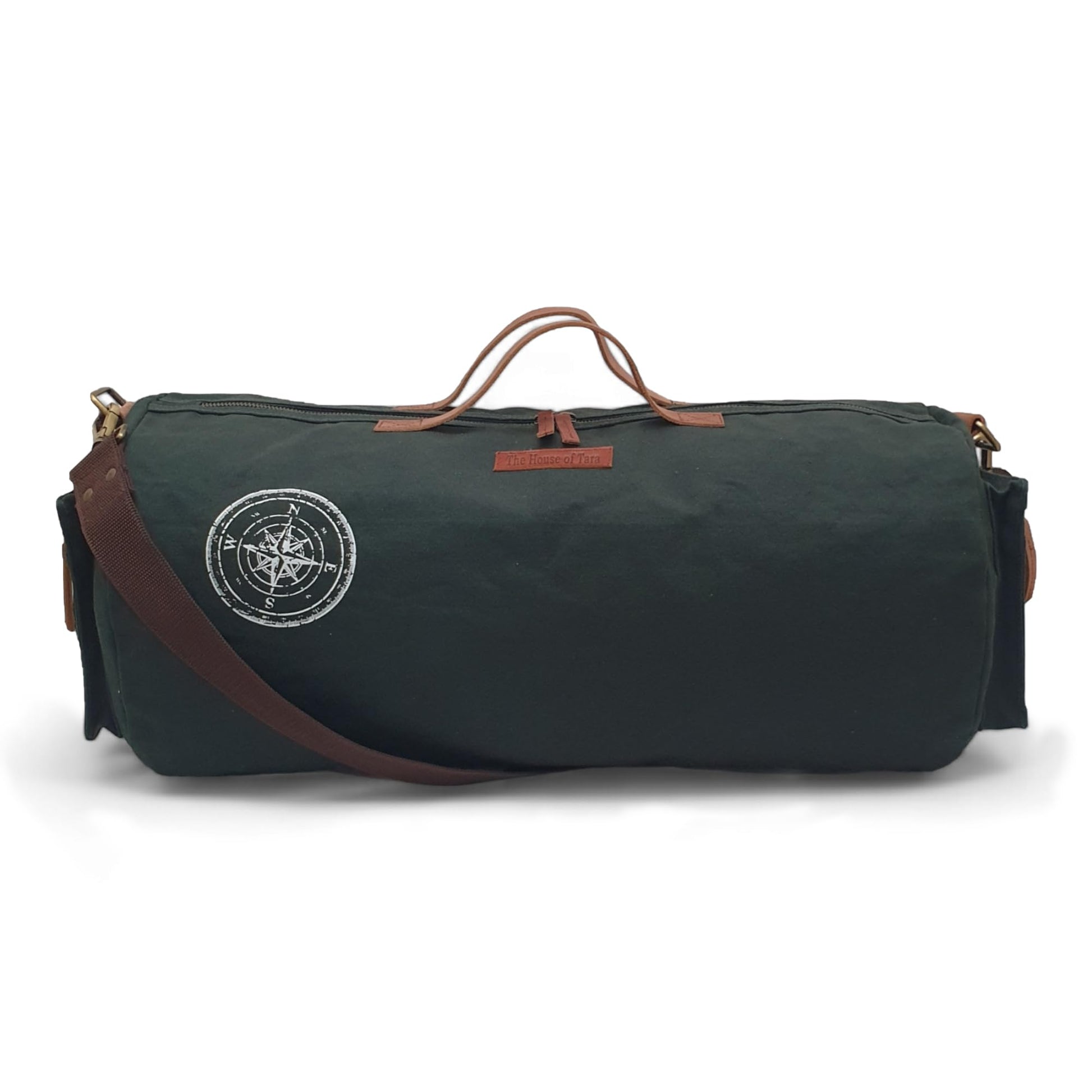 The House of Tara Canvas Travel Duffle Bag 25 litres | Sports Duffel | for Men and Women | Adjustable Removable Strap | Gym Bag | Luggage Garment Bag | Quick Access Pockets | Green Blue