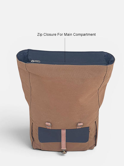 Dual Tone Canvas Backpack for Men & Women | 13 Liters | Casual Bags, Padded Laptop Compartment, 4 External Pockets, Adjustable straps | Suitable for Office, Travel & College (Khaki)