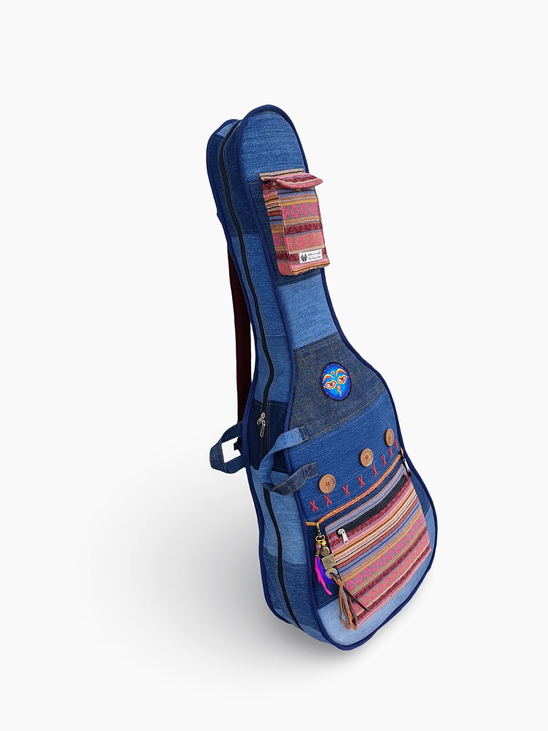 The House of tara Denim Cotton Fabric Acoustic Guitar Bag Cover for Men and Women | Modern Guitar Case | Waterproof Inner Lining | Adjustable Straps | Padded Protection | Zip Pocket | Blue