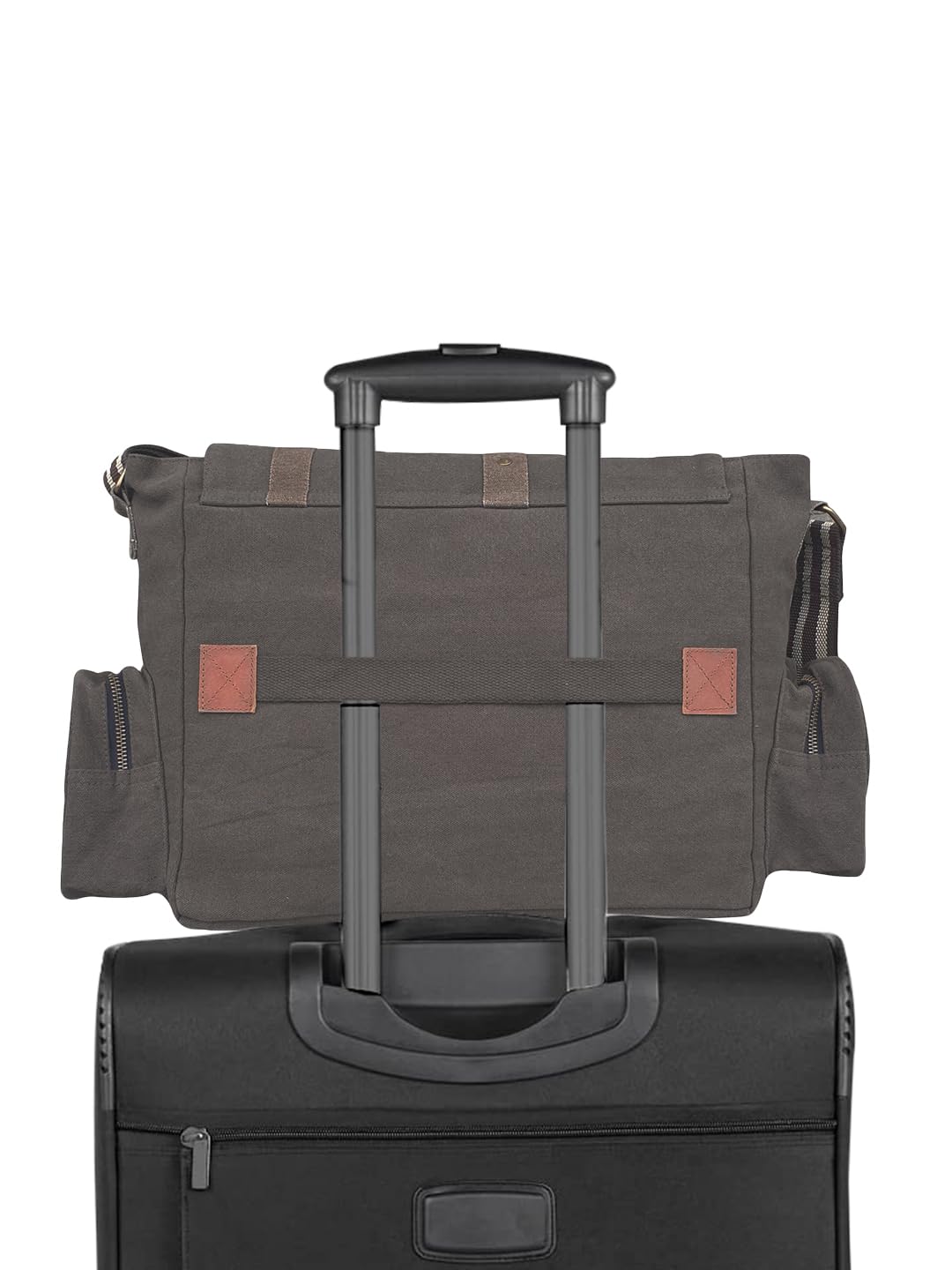 The House of tara Sturdy Cotton Canvas Messenger Bags for Men and Women | Two Magnetic Snap Buttons on Flap, Zip Closure, Adjustable Body Strap I Crossbody Sling | External Zip Pockets