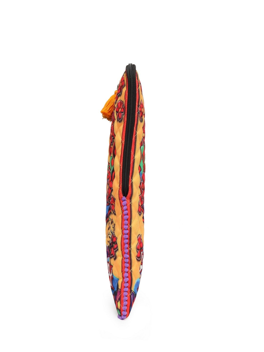 The House Of Tara Laptop Slipcase | Compatible with Upto 15.6 inch MacBook/Laptops | Multicolor Design Printed Fabric | Waterproof | Embellished with Colorful Tassels & Trims | Unisex (Multicolor 11)