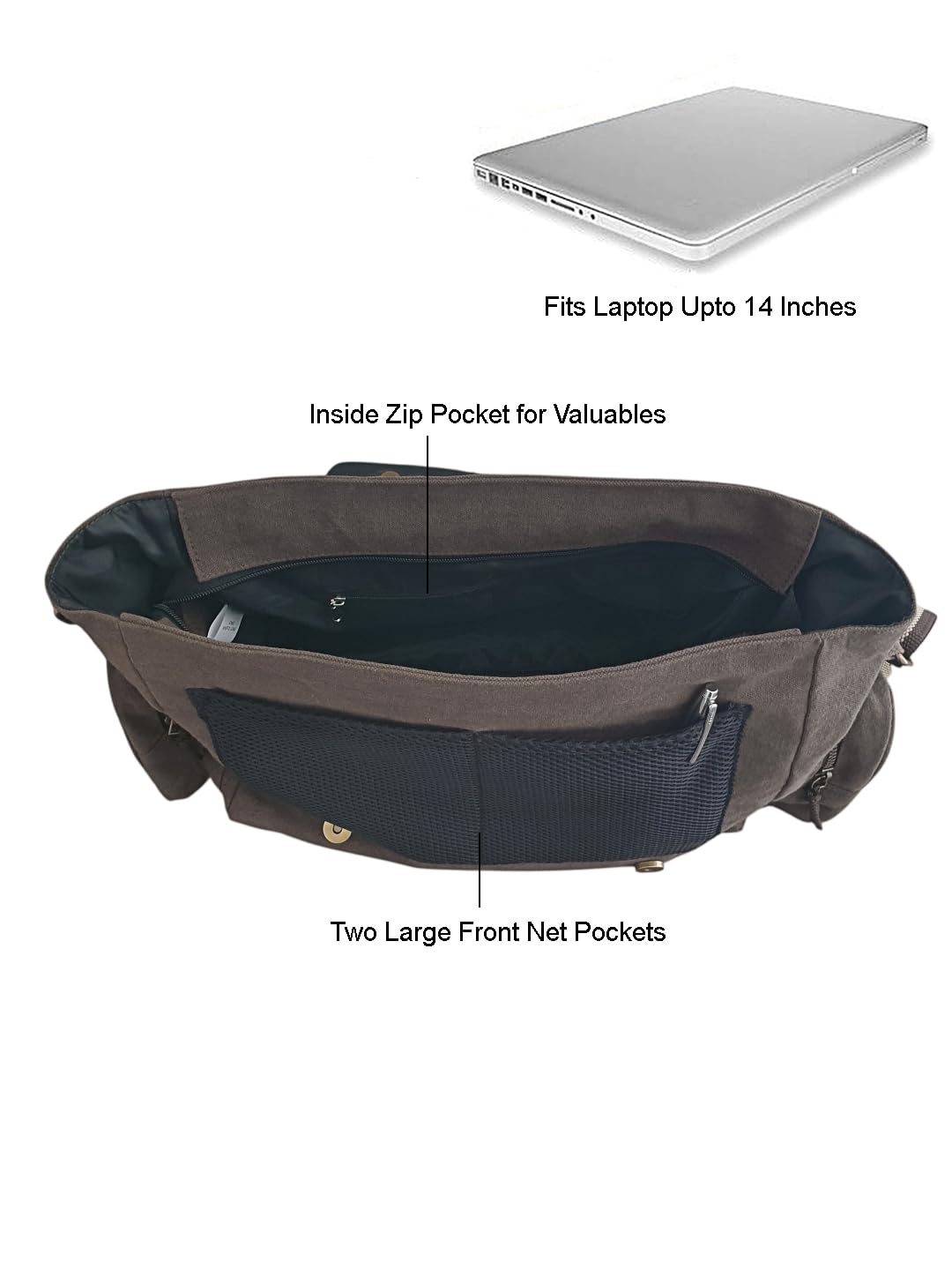 The House of tara Sturdy Cotton Canvas Messenger Bags for Men and Women | Two Magnetic Snap Buttons on Flap, Zip Closure, Adjustable Body Strap I Crossbody Sling | External Zip Pockets