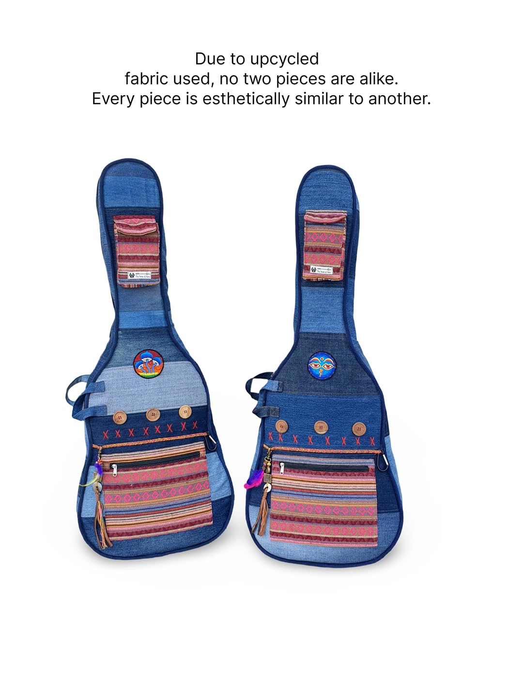 The House of tara Denim Cotton Fabric Acoustic Guitar Bag Cover for Men and Women | Modern Guitar Case | Waterproof Inner Lining | Adjustable Straps | Padded Protection | Zip Pocket | Blue