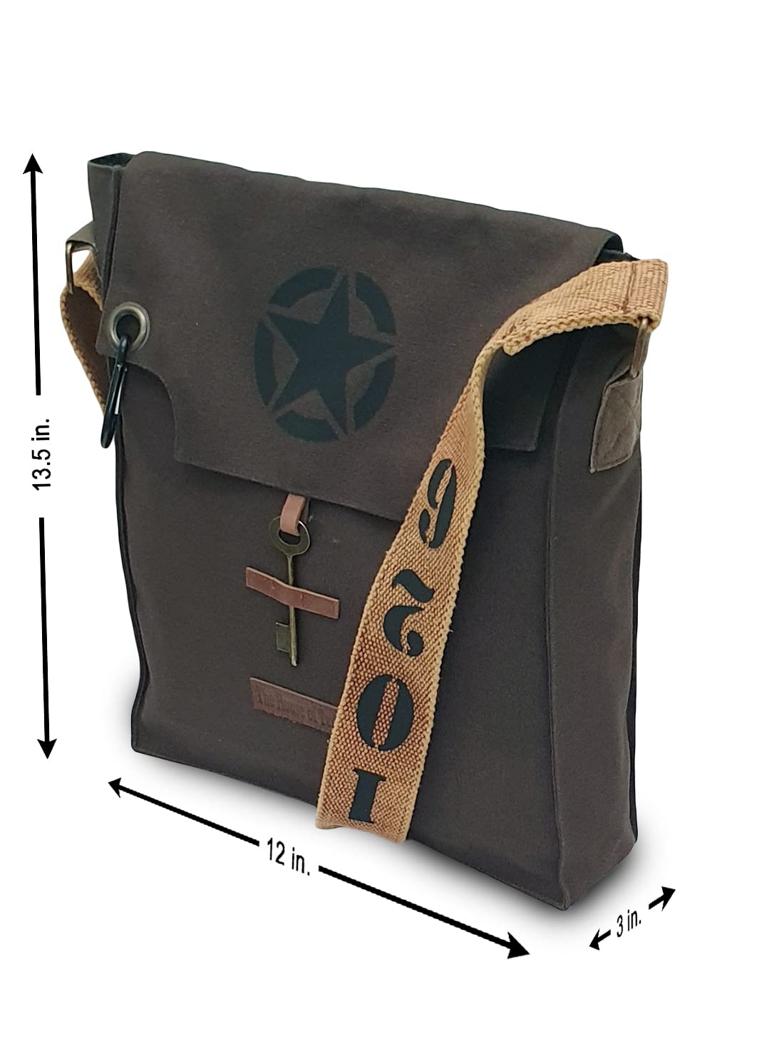 The House of tara Sturdy Cotton Canvas Messenger Bags for Men and Women | With two Magnetic Snap Buttons Flap Closure, Adjustable Body Strap & Multiutility Lobster Hook (Beige)