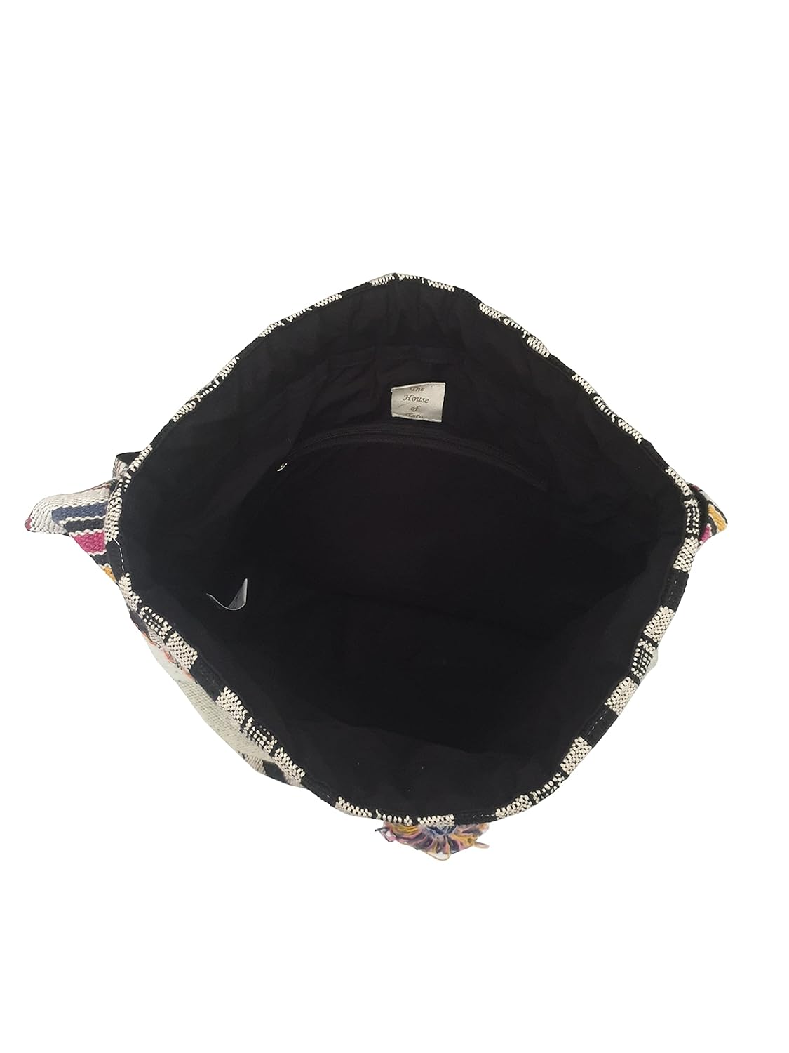The House of tara Handloom Boho Sling Bag for Women | Cross Body Bag for Women | 100% Cotton Inner Lining, Drawstring Closure | Shoulder Bags Suitable for College & Daily Essentials (Grey Black)