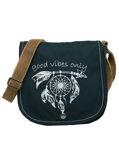 Canvas Purse for Women | Casual Crossbody Sling Bag with Boho Printed Flap, Adjustable Straps, Zipped Pocket & Inner Lining | Suitable for College & Travel