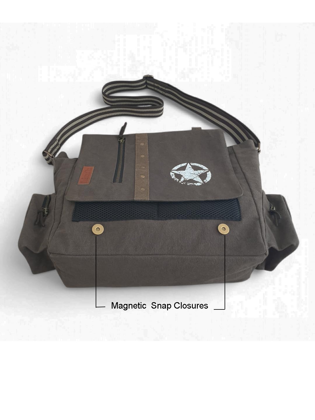 The House of tara Sturdy Cotton Canvas Messenger Bags for Men and Women | Two Magnetic Snap Buttons on Flap, Zip Closure, Adjustable Body Strap I Crossbody Sling | External Zip Pockets