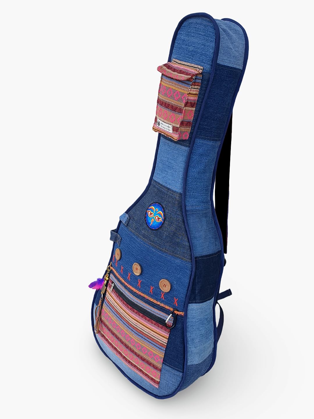 The House of tara Denim Cotton Fabric Acoustic Guitar Bag Cover for Men and Women | Modern Guitar Case | Waterproof Inner Lining | Adjustable Straps | Padded Protection | Zip Pocket | Blue
