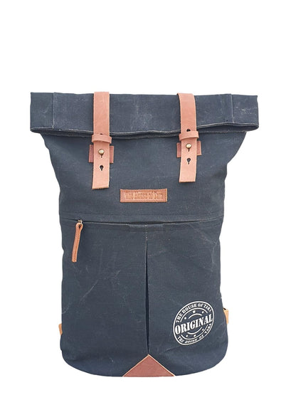 The House of Tara Canvas Backpack for Men and Women 21 Litres | Waterproof Cotton Bag with Top Roll Down Design & Leather strap Closure | Casual Backpacks Suitable for College, Travel & Hiking (Black)