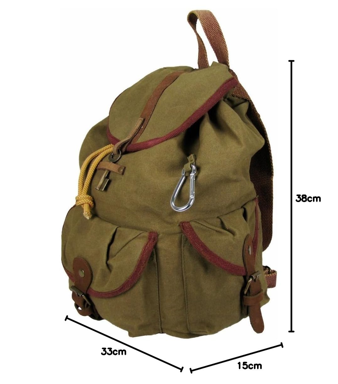 The House of tara Canvas Backpack for Men & Women 19 Liters | Waterproof Cloth Bag with Broad Adjustable Straps & 3 External Pockets | Spacious Casual Backpacks for College & Travel (Khaki Green)