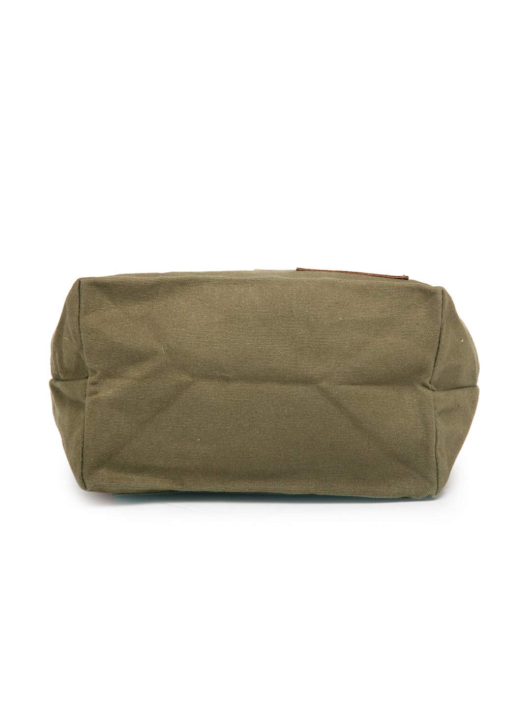 The House of tara Cotton Canvas Lunch Box Bag | Khaki Color Solid Design | 15 Ltrs Tiffin and Water Bottle Bag | Aesthetic Design with Genuine Leather Strap, Buckle & Top Handle | for Men and Women