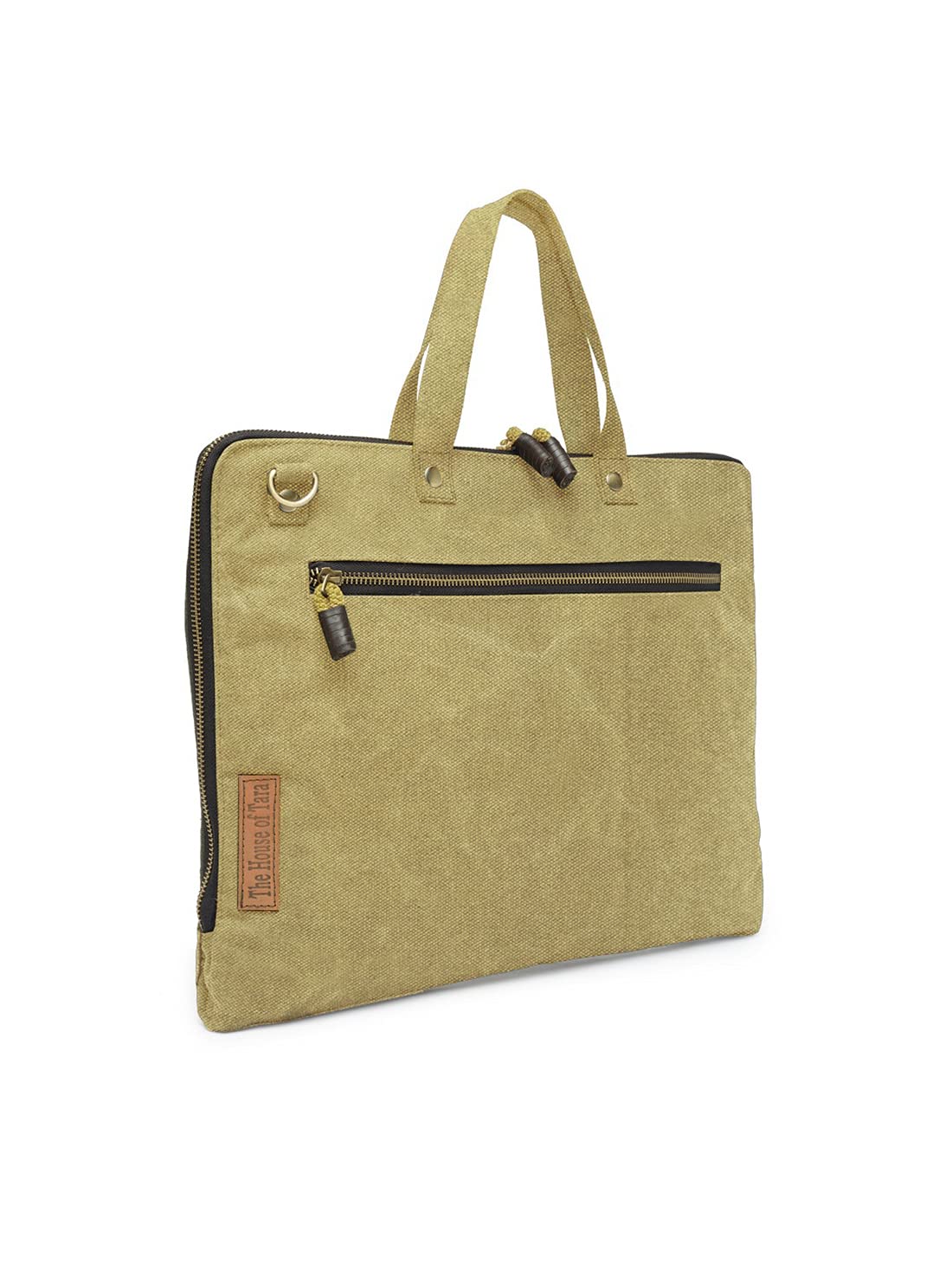 The House of tara Beige Canvas Laptop MacBook Messenger Bag for Men and Women | Formal Business Slim Crossbody Sling Bag for College Purpose | Laptop Upto 15.6 Inch | Handbags with Shoulder Straps