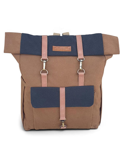 Dual Tone Canvas Backpack for Men & Women | 13 Liters | Casual Bags, Padded Laptop Compartment, 4 External Pockets, Adjustable straps | Suitable for Office, Travel & College (Khaki)