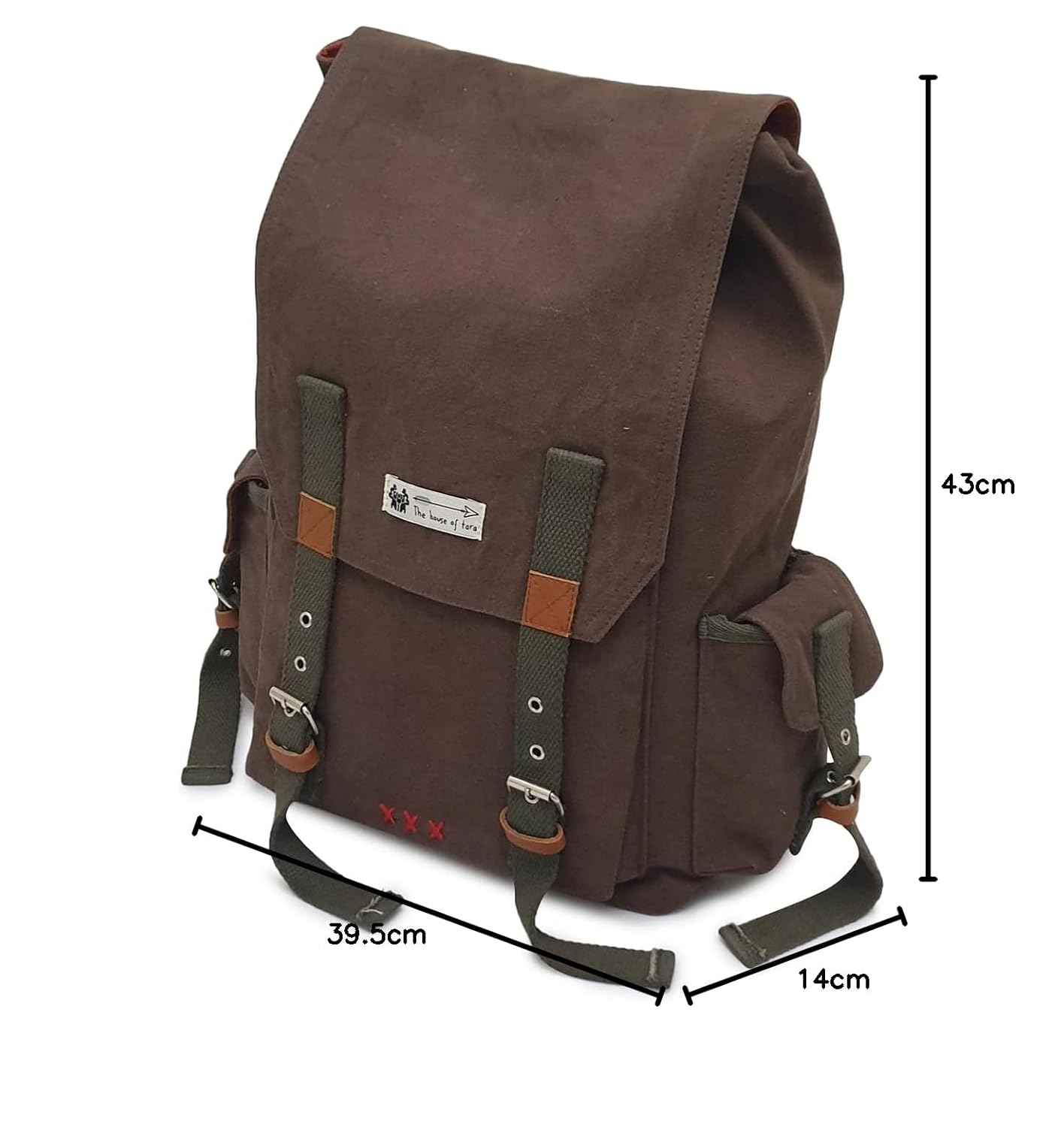 The House of tara Canvas Backpack for Men and Women 23L | Casual Cotton Bag With Waterproof Inner Lining, 4 External & 3 Internal Pockets | Backpacks Suitable for College, Travel & Hiking (Brown)