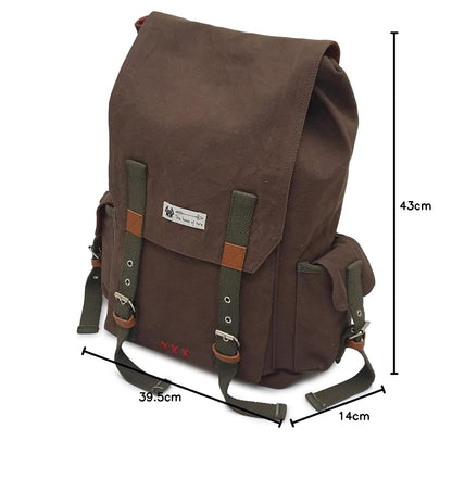 The House of tara Canvas Backpack for Men and Women 23L | Casual Cotton Bag With Waterproof Inner Lining, 4 External & 3 Internal Pockets | Backpacks Suitable for College, Travel & Hiking (Brown)