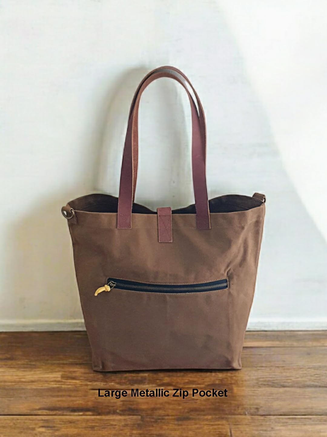 The House of tara Convertible Handbag | Canvas Tote Bag | Casual Cross Body Sling Bag | Khaki Color | Leather Strap Closure and External Pocket | Adjustable Strap Cotton Shoulder Bag For Women