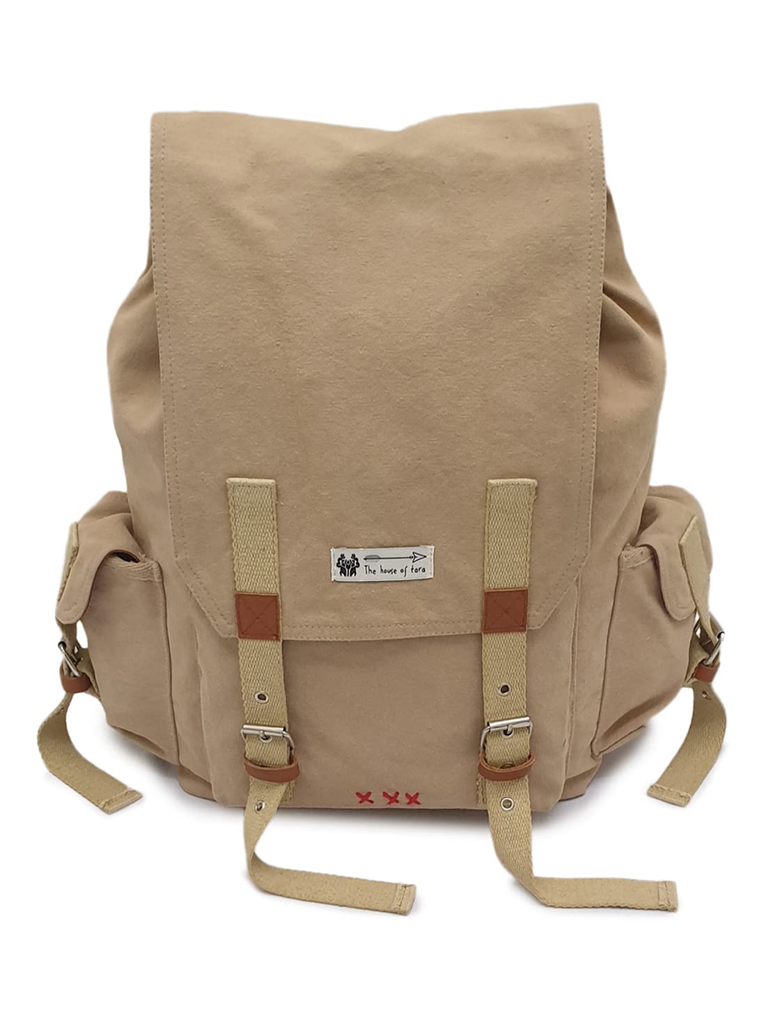 The House of tara Canvas Backpack for Men and Women 23L | Casual Cotton Bag With Waterproof Inner Lining, 4 External & 3 Internal Pockets | Backpacks Suitable for College, Travel & Hiking (Brown)