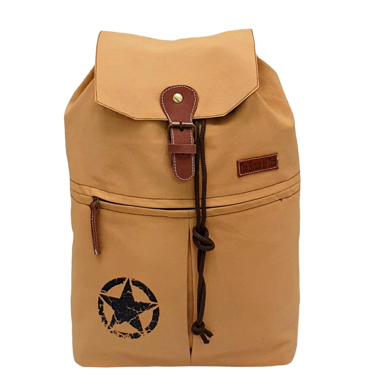 The House of tara Canvas Backpack for Men & Women 23 Liters | Casual Cloth Bag with Waterproof Inner Lining, Back Padding & Utility Pockets | Spacious Backpacks for College & Travel (Beige)