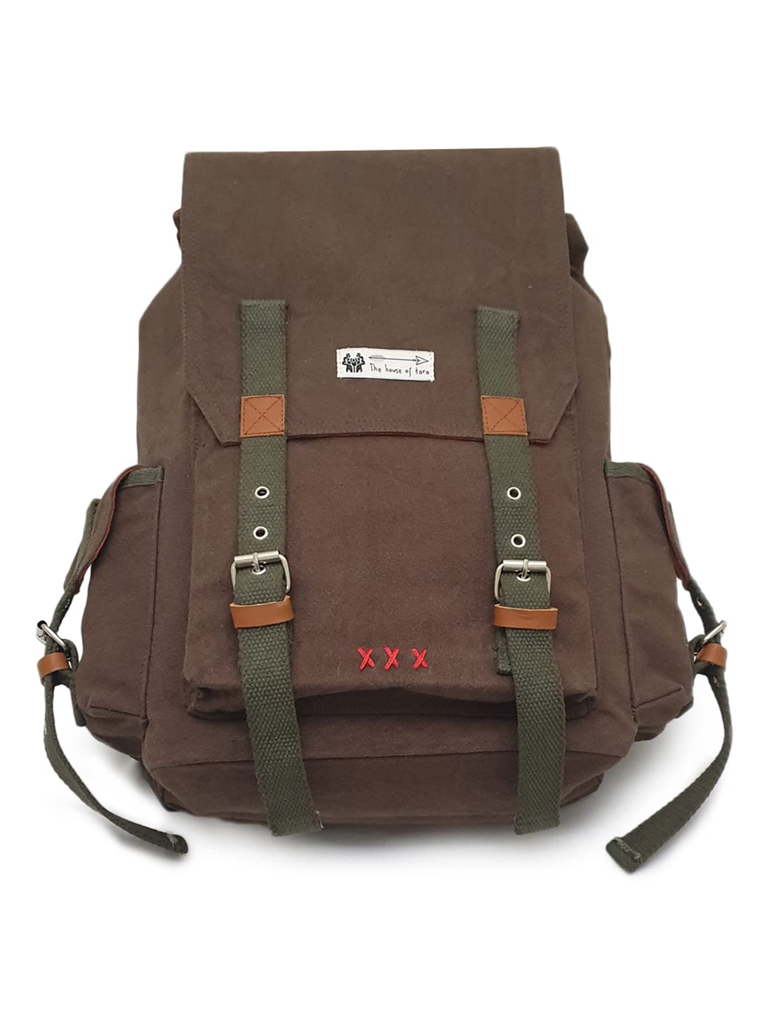 The House of tara Canvas Backpack for Men and Women 23L | Casual Cotton Bag With Waterproof Inner Lining, 4 External & 3 Internal Pockets | Backpacks Suitable for College, Travel & Hiking (Brown)