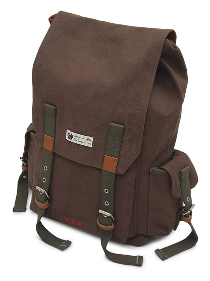 The House of tara Canvas Backpack for Men and Women 23L | Casual Cotton Bag With Waterproof Inner Lining, 4 External & 3 Internal Pockets | Backpacks Suitable for College, Travel & Hiking (Brown)