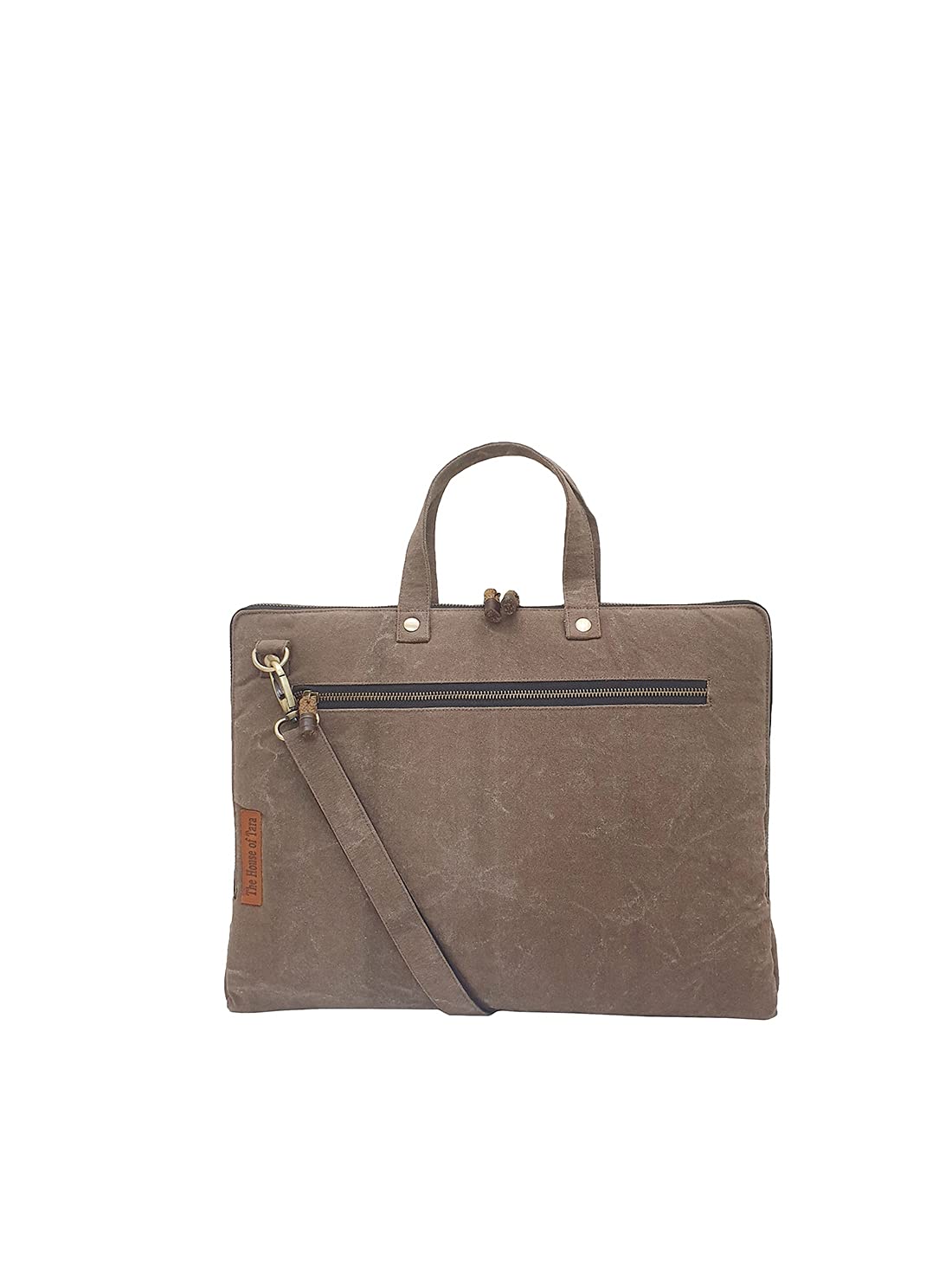 The House of tara Beige Canvas Laptop MacBook Messenger Bag for Men and Women | Formal Business Slim Crossbody Sling Bag for College Purpose | Laptop Upto 15.6 Inch | Handbags with Shoulder Straps