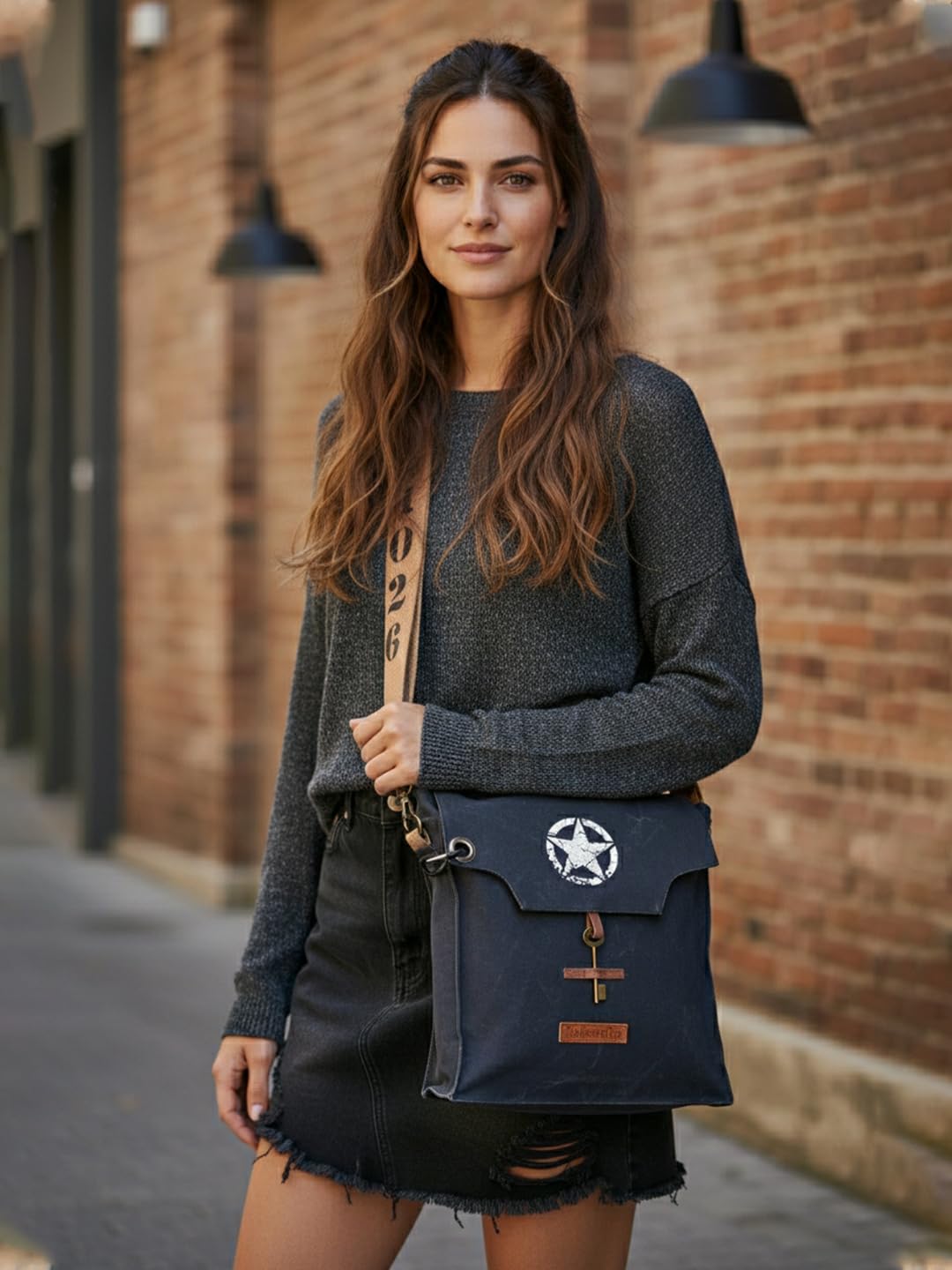 The House of tara Sturdy Cotton Canvas Messenger Bags for Men and Women | With two Magnetic Snap Buttons Flap Closure, Adjustable Body Strap & Multiutility Lobster Hook (Beige)
