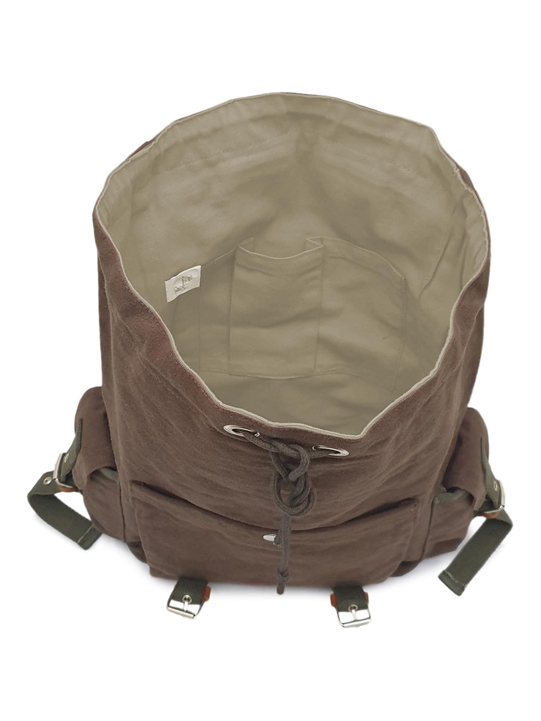 The House of tara Canvas Backpack for Men and Women 23L | Casual Cotton Bag With Waterproof Inner Lining, 4 External & 3 Internal Pockets | Backpacks Suitable for College, Travel & Hiking (Brown)