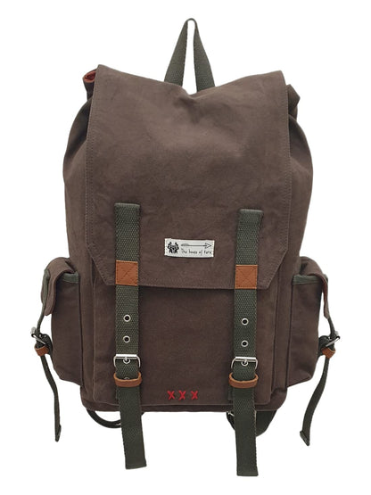 The House of tara Canvas Backpack for Men and Women 23L | Casual Cotton Bag With Waterproof Inner Lining, 4 External & 3 Internal Pockets | Backpacks Suitable for College, Travel & Hiking (Brown)