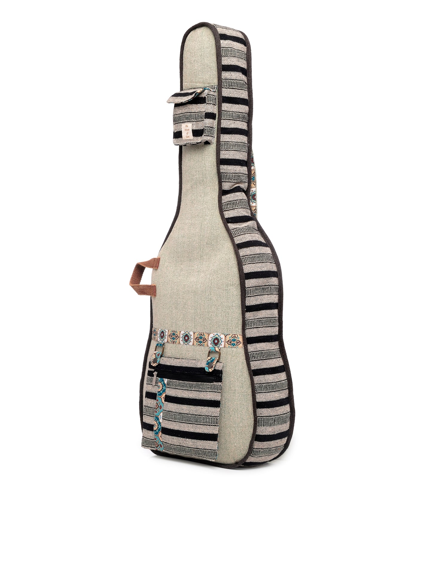 Ethnic Handloom Fabric Acoustic Guitar Bag Cover for Men and Women | Modern Guitar Case | Inner Lining | Adjustable Straps | Padded Protection | Zip Pockets |