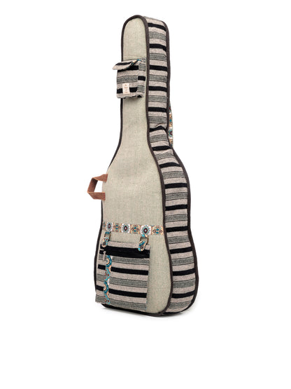 Ethnic Handloom Fabric Acoustic Guitar Bag Cover for Men and Women | Modern Guitar Case | Inner Lining | Adjustable Straps | Padded Protection | Zip Pockets |