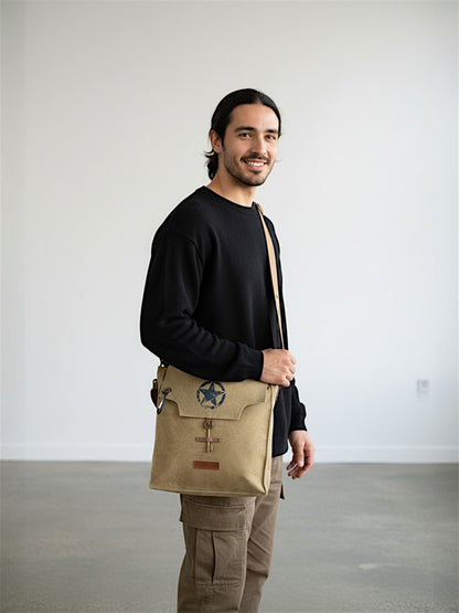 Sturdy Cotton Canvas Messenger Bags for Men and Women | With two Magnetic Snap Buttons Flap Closure, Adjustable Body Strap & Multiutility Lobster Hook
