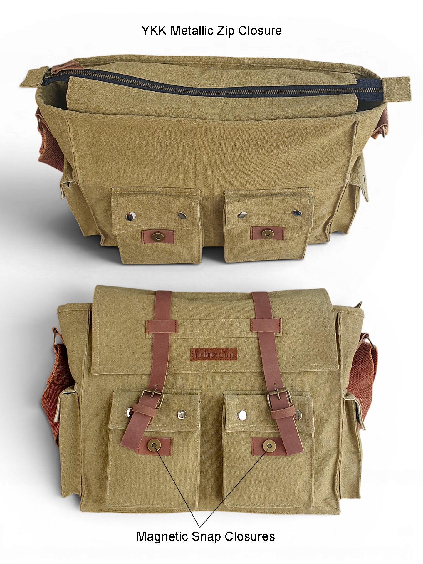 Canvas Messenger bags Large | Cotton Sling One Side Shoulder Bags for Men & Women with Adjustable Crossbody strap, Padded Partition & 4 External Pockets