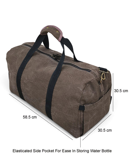 The House of Tara Distressed Finish Heavy Cotton Canvas Oversize Duffle Bag | 53 litres | Sports Duffel | Travel Bags | For Men and Women | Detachable Broad Strap | Airline Carry-On Luggage