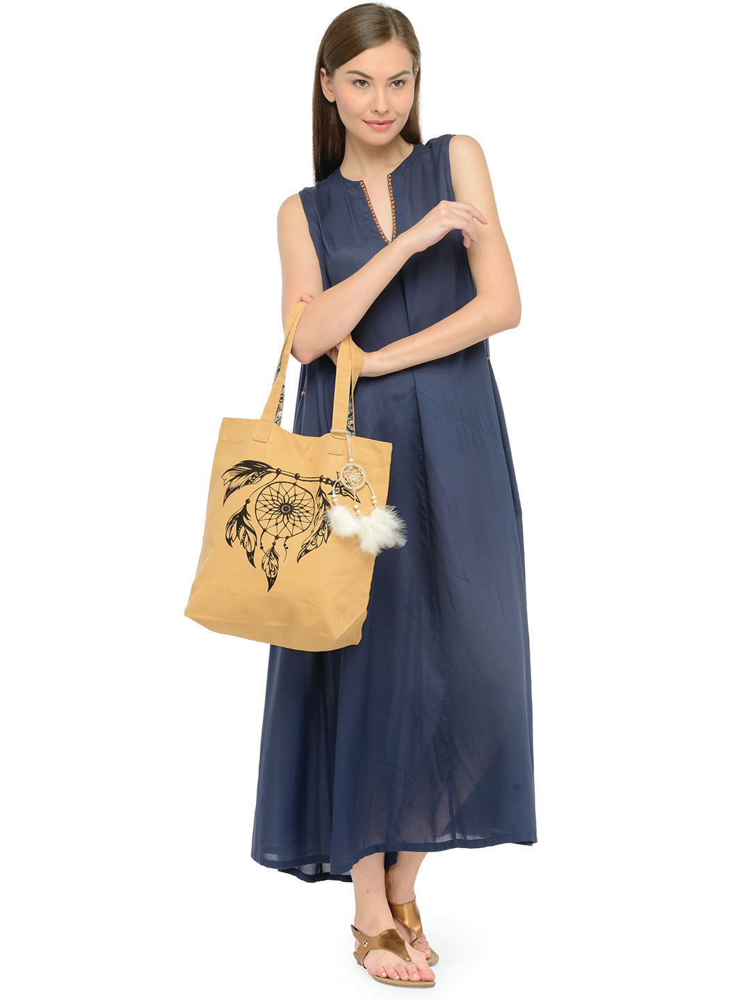 Cotton Canvas Tote Bag | Magnetic Closure & a Safety Pocket | Stylish Shoulder Bag for College & Daily Use | Digital Printed Design | With Tassel | For Women & Girls